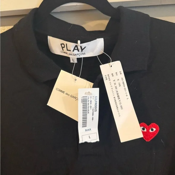 Comme des Garcons Short Sleeve Wool Black Polo Shirt
